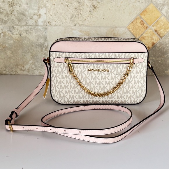 Michael Kors Jet Set Item Chain Shoulder Crossbody Bag MK Vanilla Pink